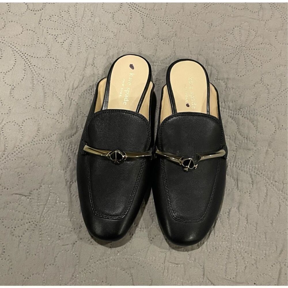 Kate Spade Soft Leather Black Laura Mules Women’s 5 Flawed